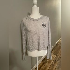 Victoria Secret Pink Grey Cropped Long Sleeve